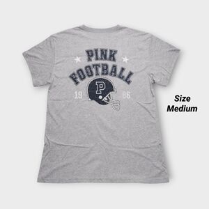 VS PINK Heather Grey Game Day Football Campus Cotton Short Sleeve Tee Medium NEW
